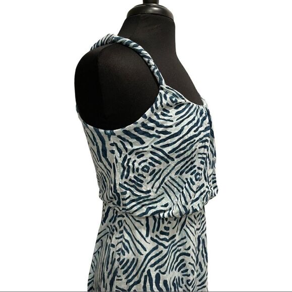 LOFT Blue Zebra Print Sleeveless Dress Sz S - Picture 5 of 12